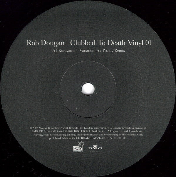 Rob Dougan ‎– Clubbed To Death Vinyl 01 (From the Matrix Soundtrack, 12" UK Import, Used)