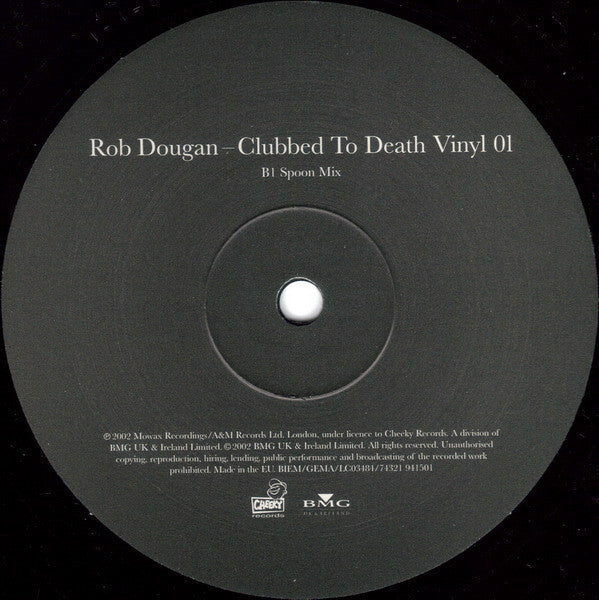 Rob Dougan ‎– Clubbed To Death Vinyl 01 (From the Matrix Soundtrack, 12" UK Import, Used)