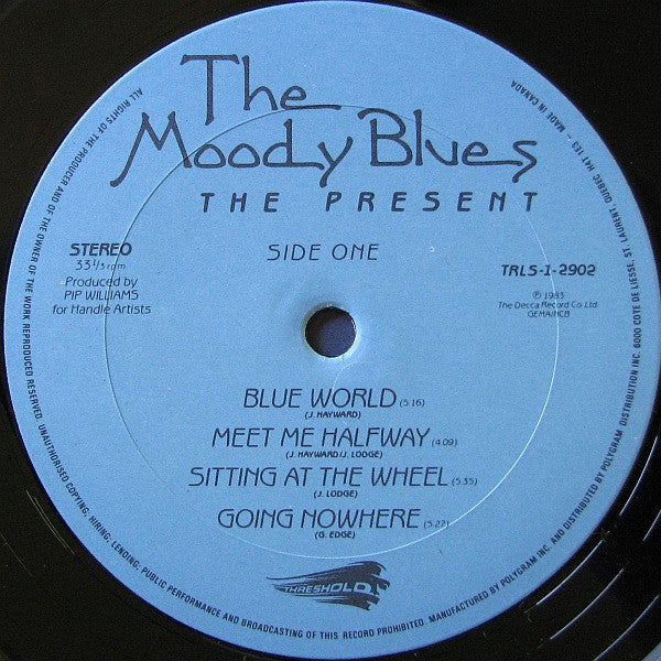 The Moody Blues : The Present Album, Vinyl Record Label. 